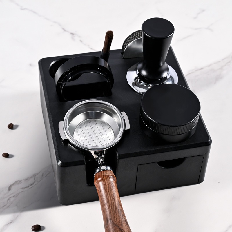 محطة ضغط القهوة السوداء مع درج - مراجعة Espresso Tamper Station وسعره