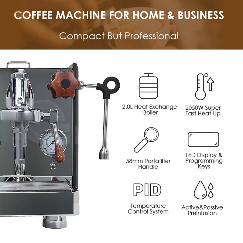 ماكينة قهوة إسبريسو احترافية ف - مراجعة Espresso Machine 1 Group E61 وسعره
