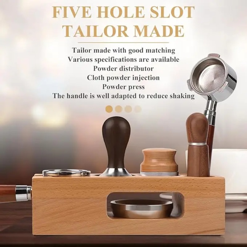 قاعدة خشبية لحفظ مكبس القهوة م - مراجعة Espresso Tamper Station وسعره