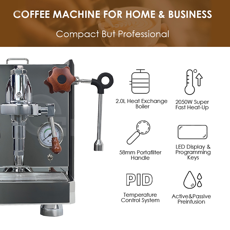 ماكينة قهوة إسبريسو احترافية ف - مراجعة Espresso Machine 1 Group E61 وسعره